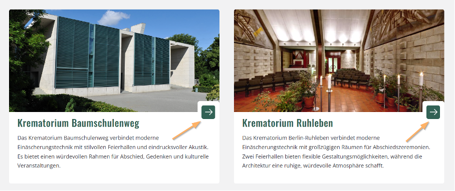 Ein Screenshot von den beiden interaktiven Komponenten für unsere beiden Standorte.